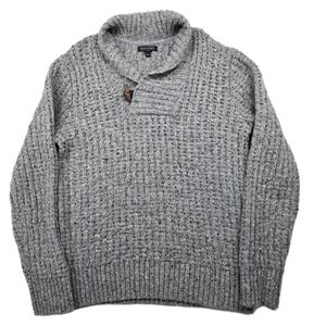 Banana Republic Shawl‎ Collar Sweater Mens Large Gray Toggle Italian Wool CHUNKY